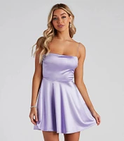Grand Exit Satin Skater Dress