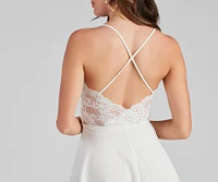 Pretty Lace Crepe Skater Dress