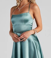 A Moment Satin Skater Dress