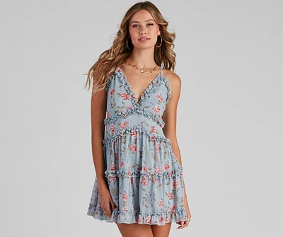 Flirty Floral Chiffon Babydoll Dress