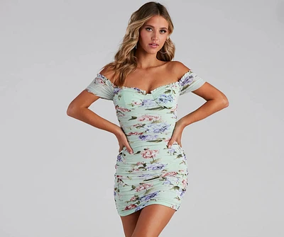 Sweet And Stunning Pastel Floral Mesh Mini Dress