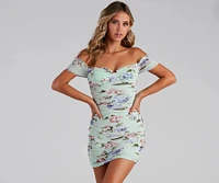 Sweet And Stunning Pastel Floral Mesh Mini Dress