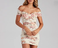 Sweet And Stunning Rose Floral Mesh Mini Dress