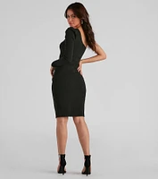 Trendy Silhouette Bodycon Midi Dress