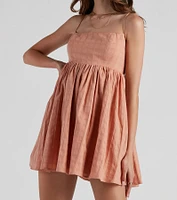 Socialite Linen Babydoll Dress