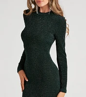 Diamond Lady Mock Neck Mini Dress