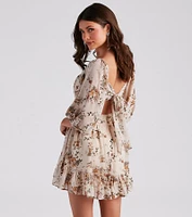 Sunday Girl Floral Chiffon Skater Dress