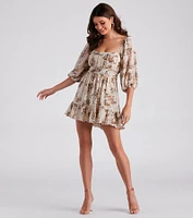 Sunday Girl Floral Chiffon Skater Dress