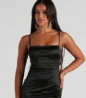 Speak Chic Satin Slit Midi Dress