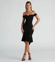 Flared And Flirty Off-The-Shoulder Midi Dress