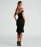 Flared And Flirty Off-The-Shoulder Midi Dress