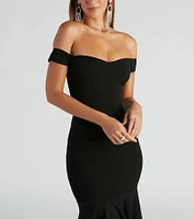Flared And Flirty Off-The-Shoulder Midi Dress