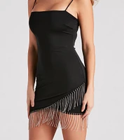Pop The Bottle Rhinestone Trim Mini Dress