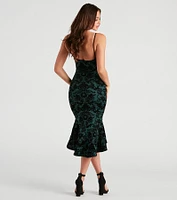 The Garden Floral Velvet Midi Dress