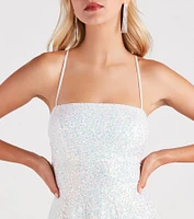 Light Up The Night Sequin Lace-Up Dress