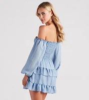 So Sweet Ruffled Cutout Skater Dress