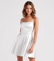 A Moment Satin Skater Dress