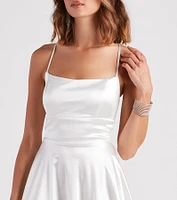 A Moment Satin Skater Dress