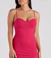 Best Town Crepe Sweetheart Midi Dress