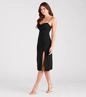 Best Town Crepe Sweetheart Midi Dress