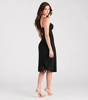 Best Town Crepe Sweetheart Midi Dress