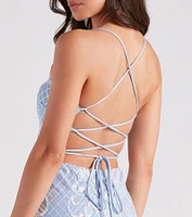 Magnetic Sequins Lace-Up Dress