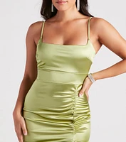 Daring Beauty Satin Slit Midi Dress