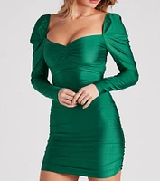 A Moment Satin Ruche Mini Dress
