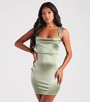 Center Of Attention Satin Mini Dress