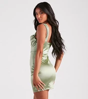 Center Of Attention Satin Mini Dress