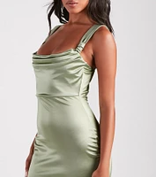 Center Of Attention Satin Mini Dress