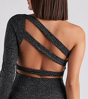 Moonlight Glitter One-Shoulder Dress