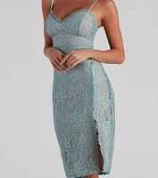 Blooming Romance Floral Lace Midi Dress