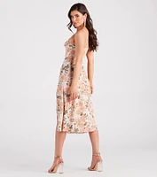 Lovely Seeing You Floral Chiffon Midi Dress