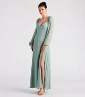 Sheer Beauty Chiffon Slit Maxi Dress