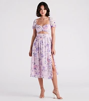 Life's A Breeze Floral Cutout Midi Dress