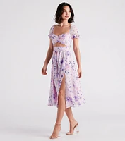 Life's A Breeze Floral Cutout Midi Dress