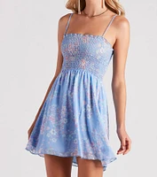 Brunch Date Floral Chiffon Skater Dress