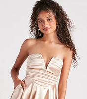 Totally Smitten Satin Strapless Skater Dress