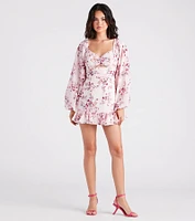 Ready For Floral Chiffon Ruffle Short Dress