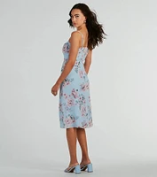 Floral Beauty Chiffon A-Line Midi Dress