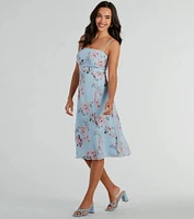 Floral Beauty Chiffon A-Line Midi Dress