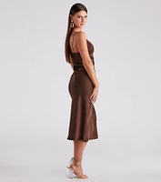 Rendezvous Satin Slip Midi Dress