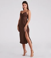 Rendezvous Satin Slip Midi Dress