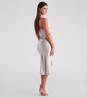 Rendezvous Satin Slip Midi Dress