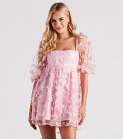 Sunshine Daisy Flower Mesh Skater Dress