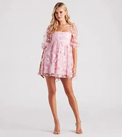 Sunshine Daisy Flower Mesh Skater Dress