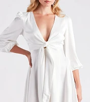 Sleek Satin Tie-Front Mini Dress