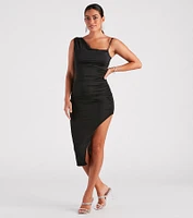 First Class Cowl Neck Midi Dress