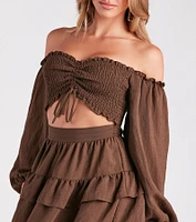 So Sweet Ruffled Cutout Skater Dress